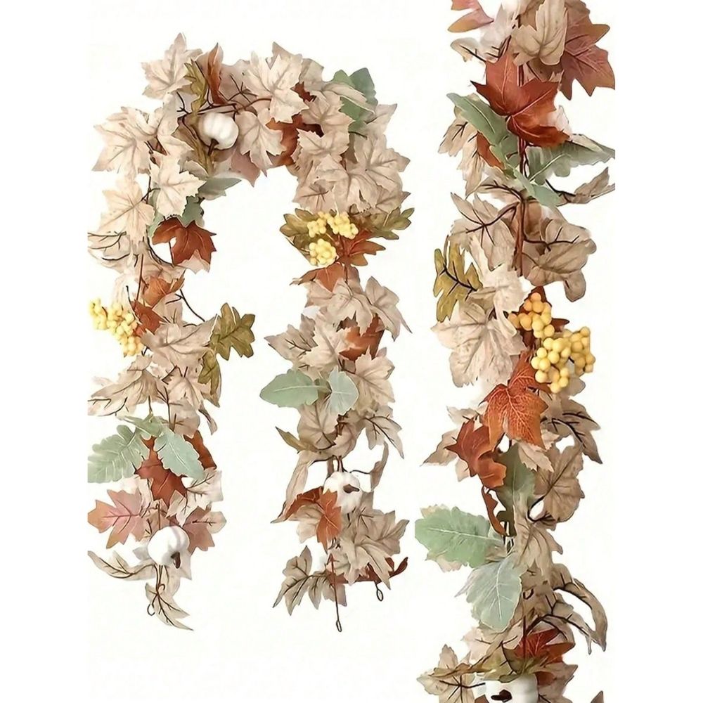 1.74m Pumpkin Maple Leaf Garland - Fall & Halloween Decor