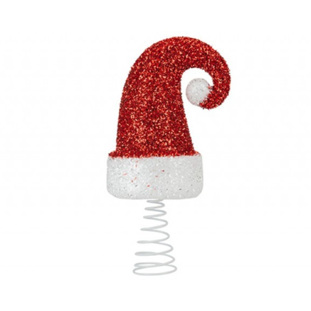 Glitter Santa Hat Tree Topper Decoration