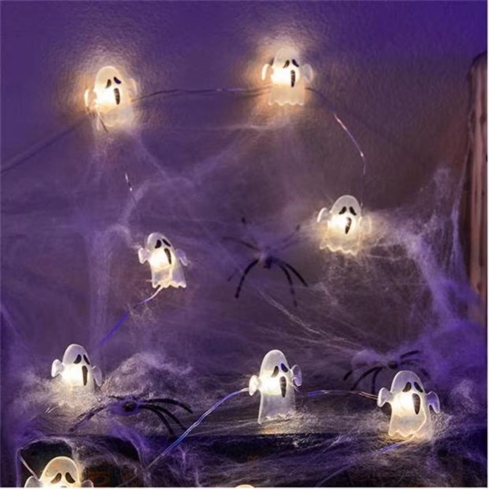 10 Light Up Halloween Ghost String Light