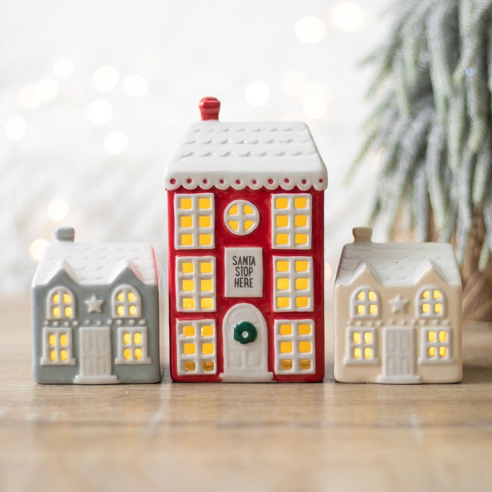 Set Of 3 Light Up Christmas Houses