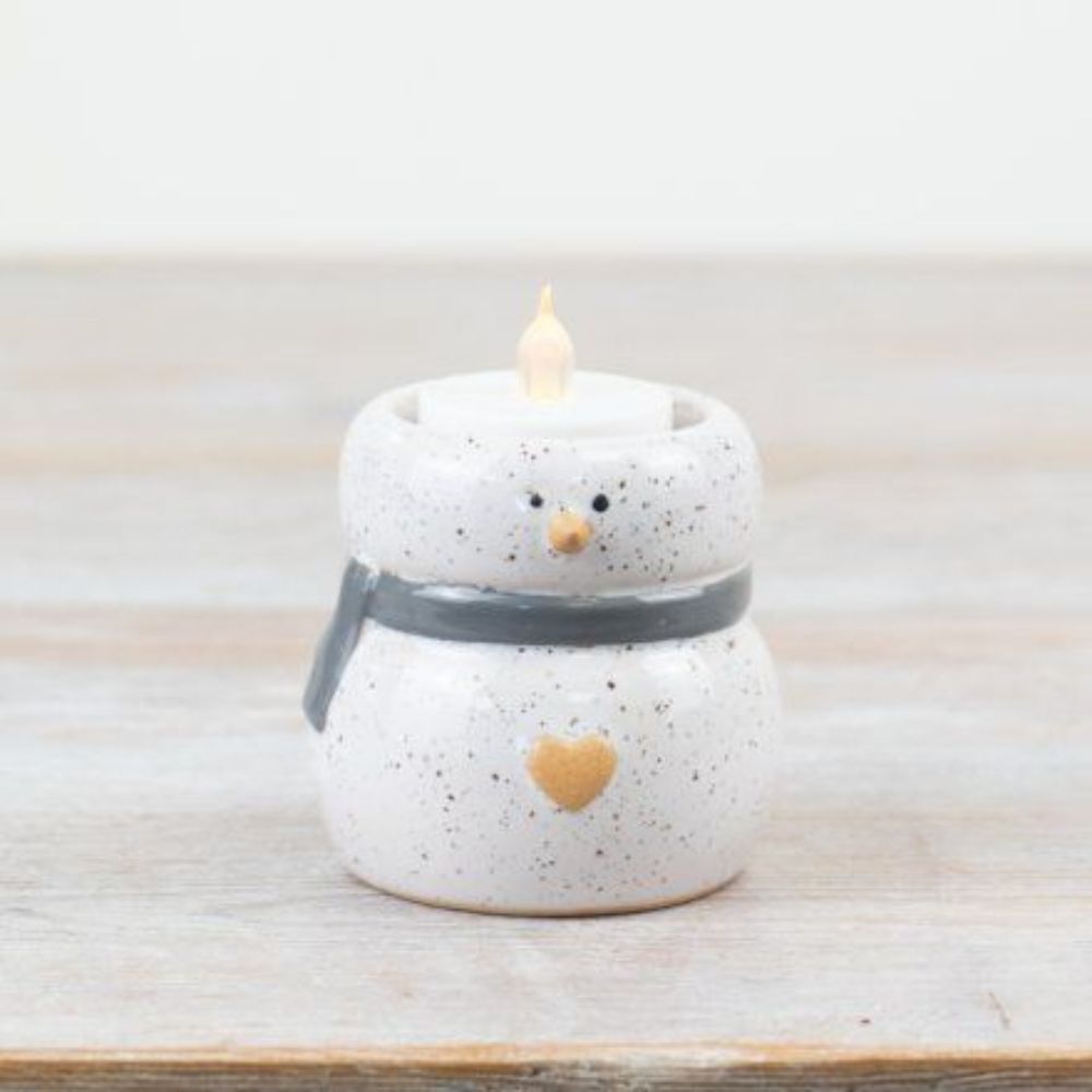 Speckled Snowman Tealight Holder