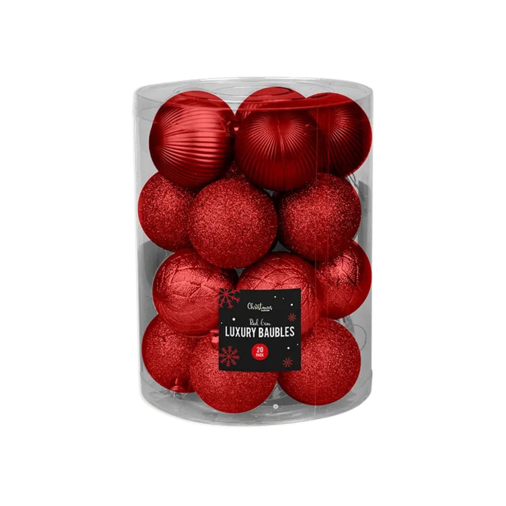 Set Of 20 Luxury Pattern Red Baubles