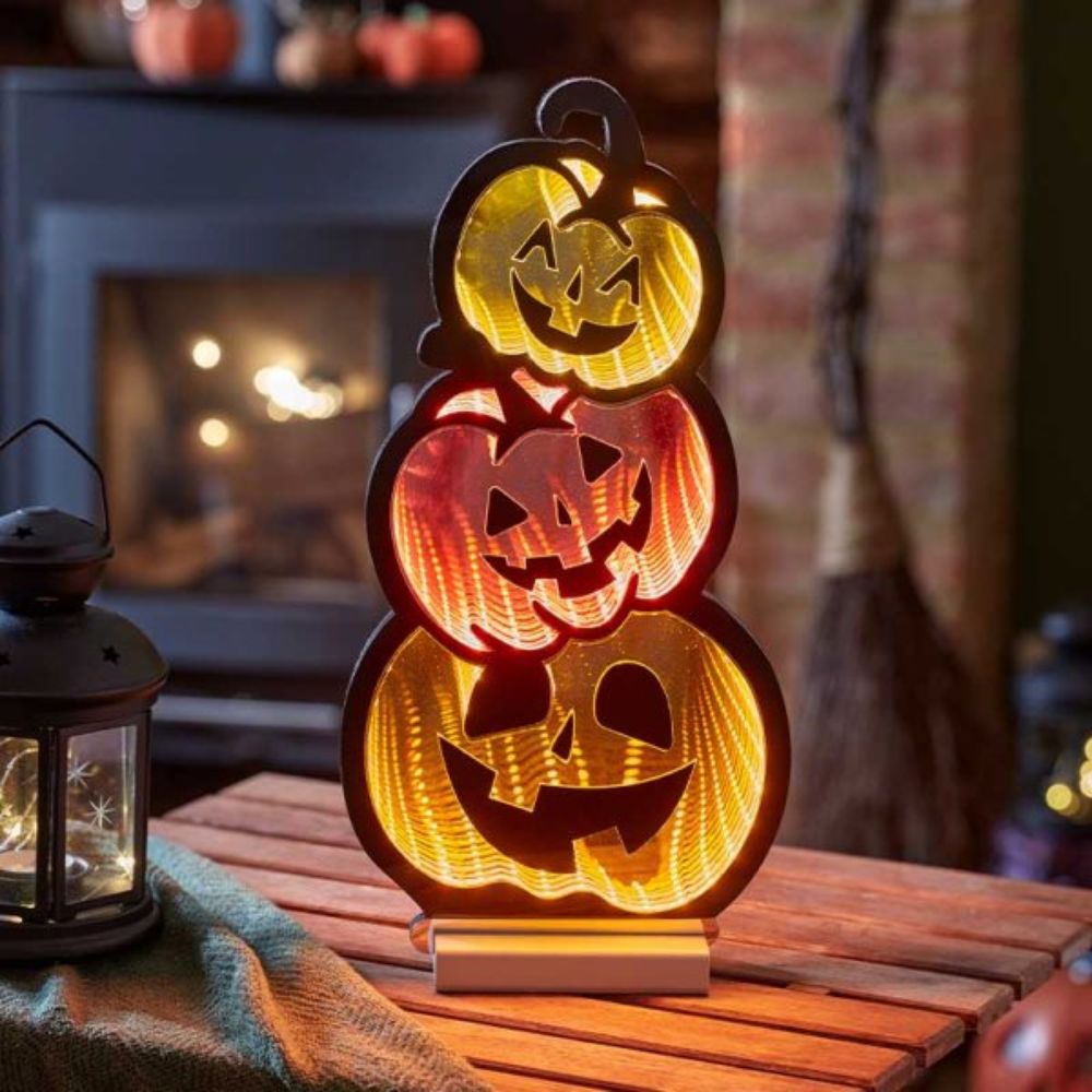 Tiered Pumpkin LED Infinity Mirror Halloween Decor