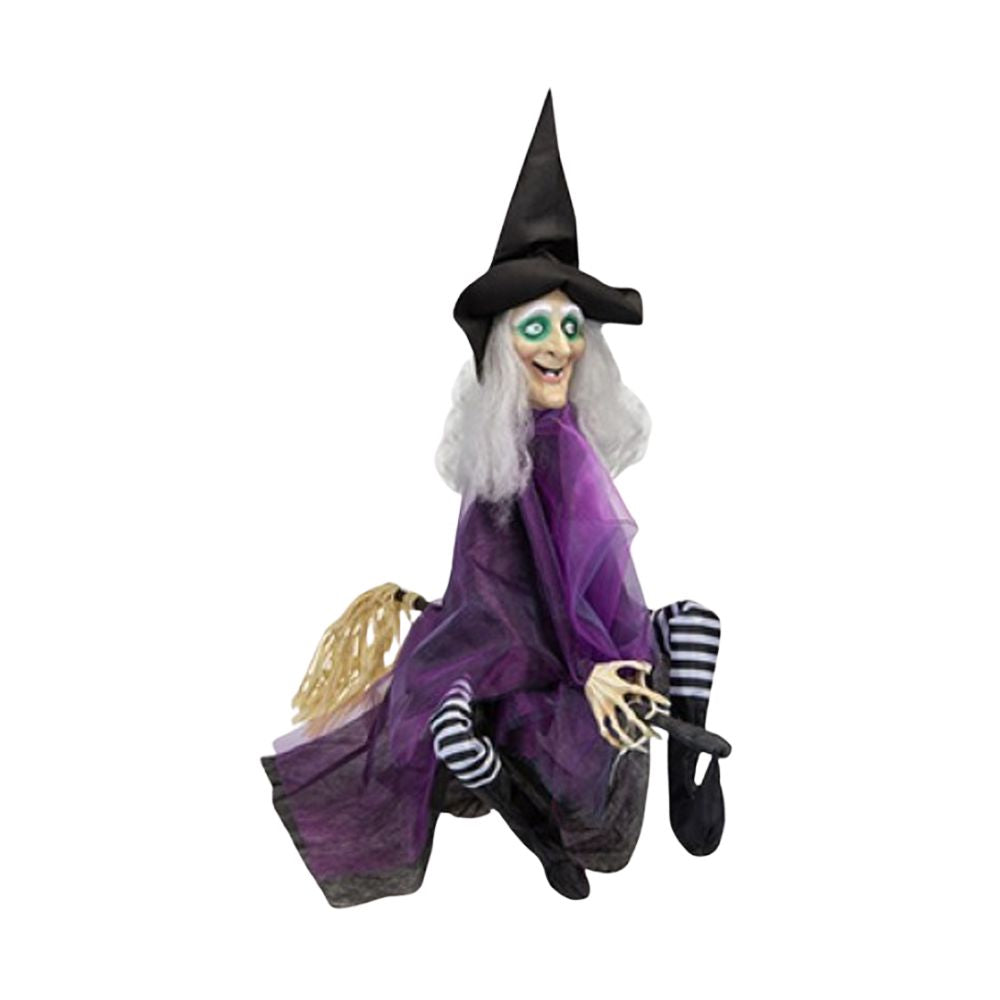 36" Hanging Animated Witch Halloween Prop