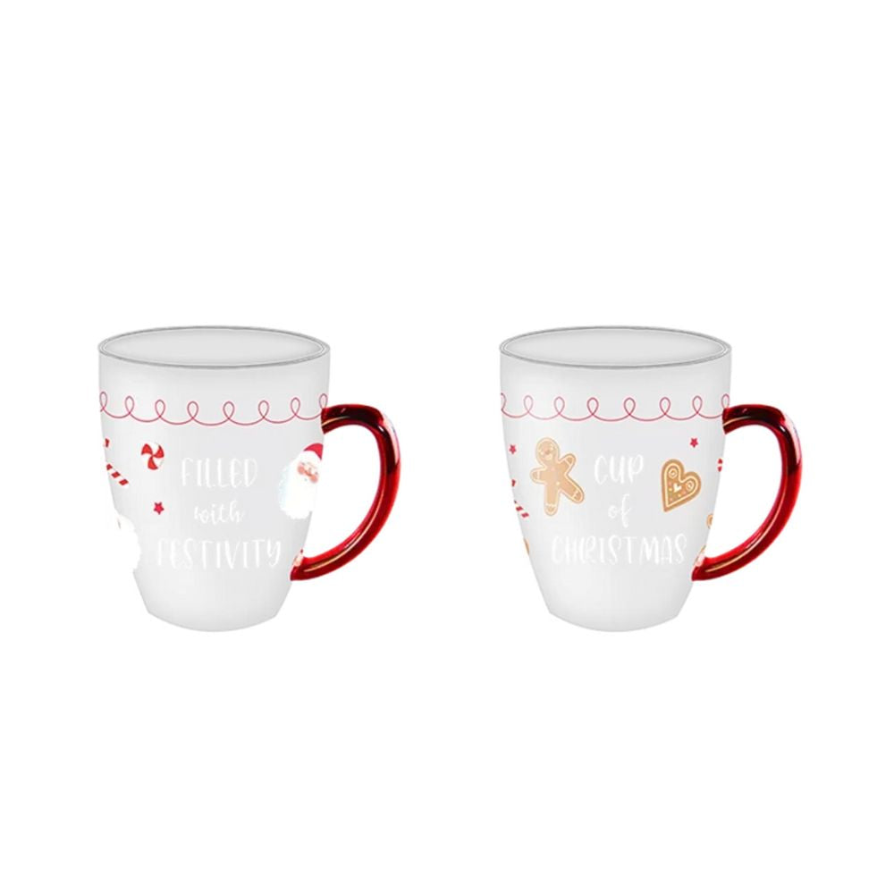 Set Of 2 Glass Festive Quote Mugs