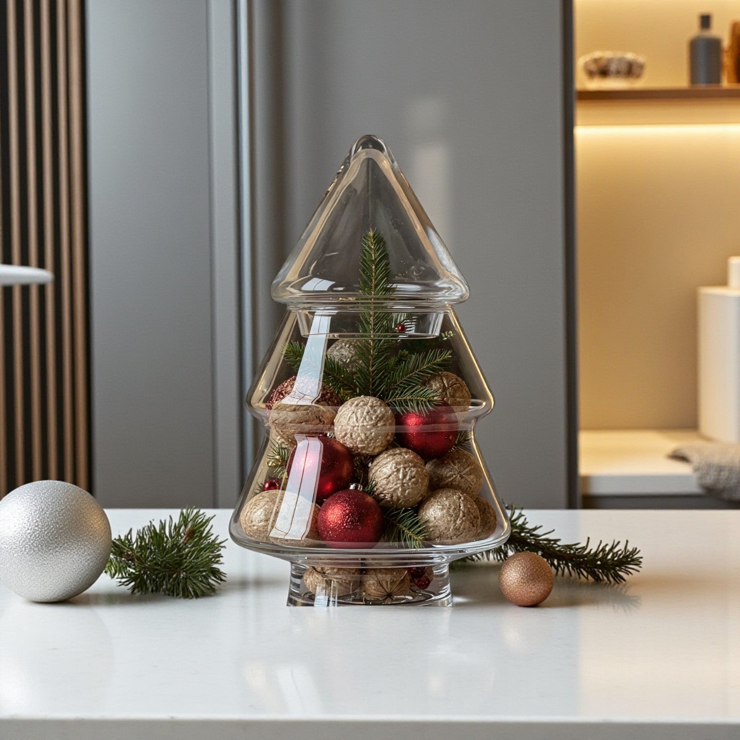 Christmas Tree Glass Storage Jar Decorative