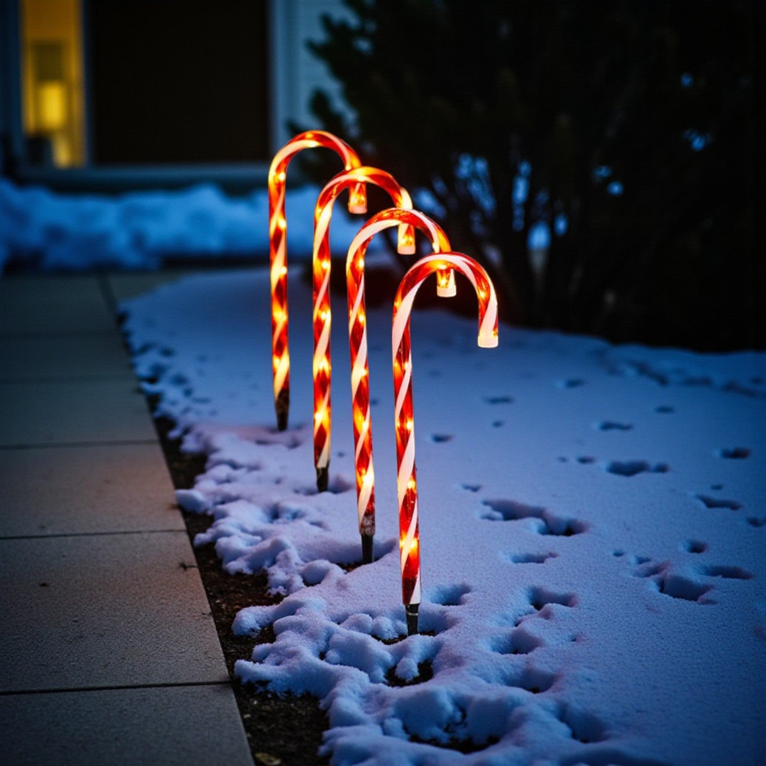 4 Pack Candy Cane Christmas Stake Lights