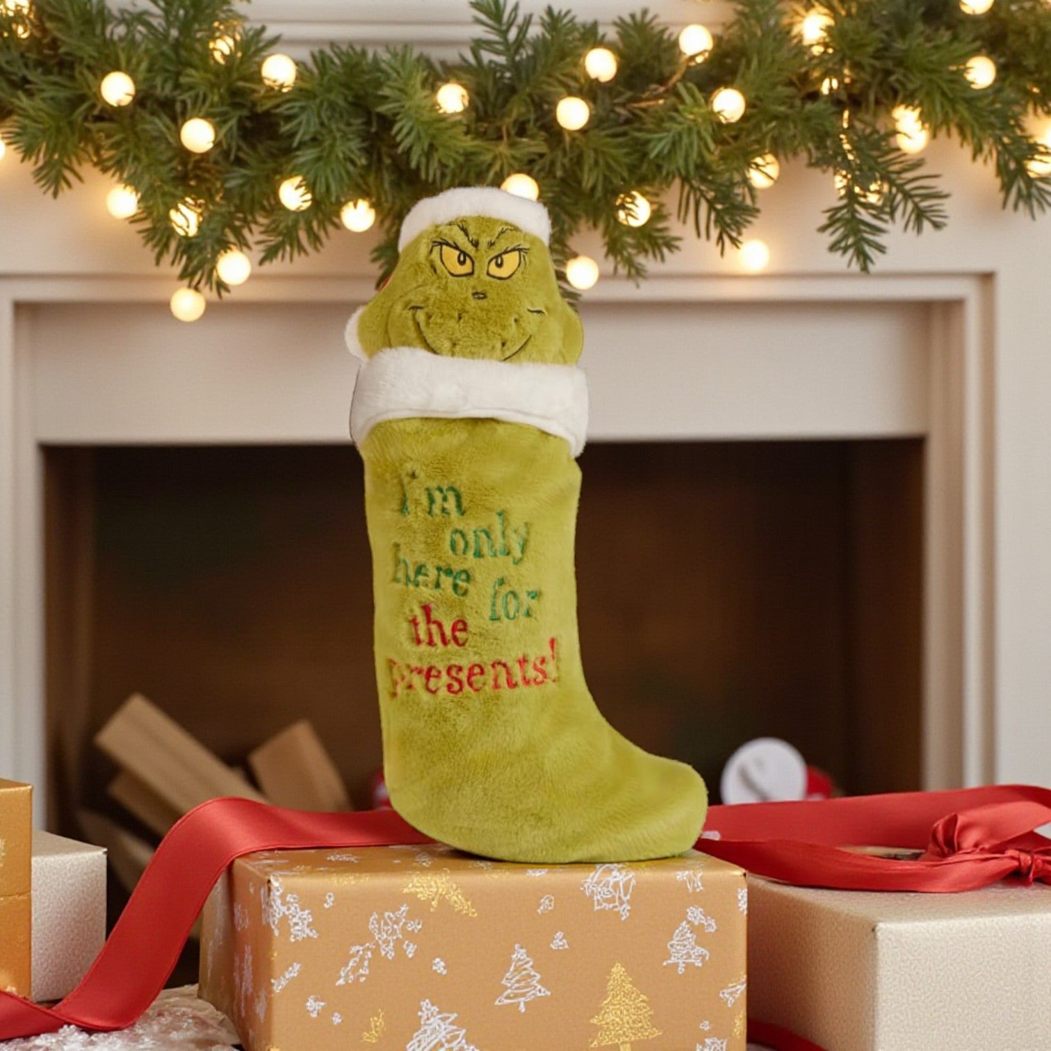 Plush Grinch Hanging Christmas Stocking