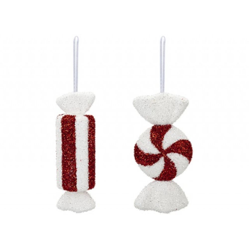 Set Of 2 Glitter Candy Cane Sweet Decoration