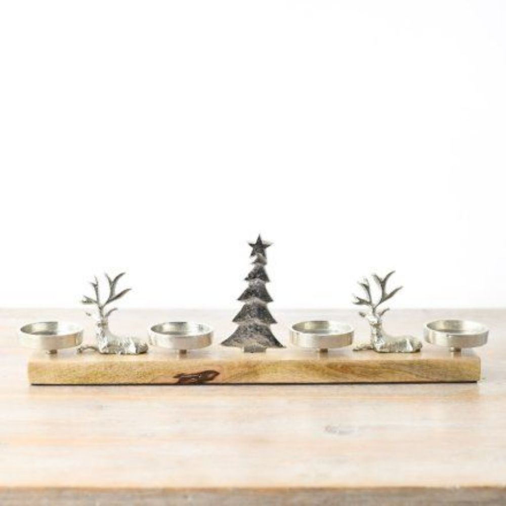 Long Deer Scene Christmas Candle Holder