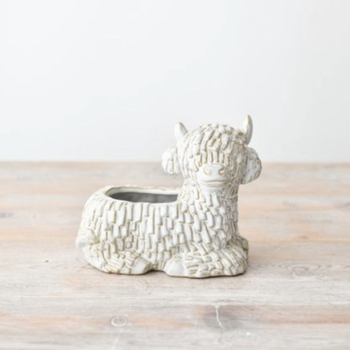 Laying Down Highland Cow Planter Pot