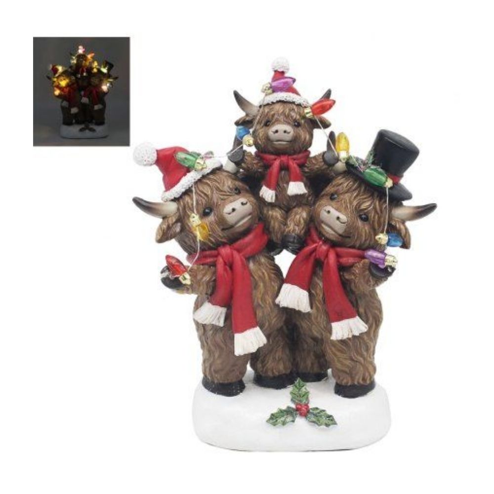 Christmas LED Highland Cow Family