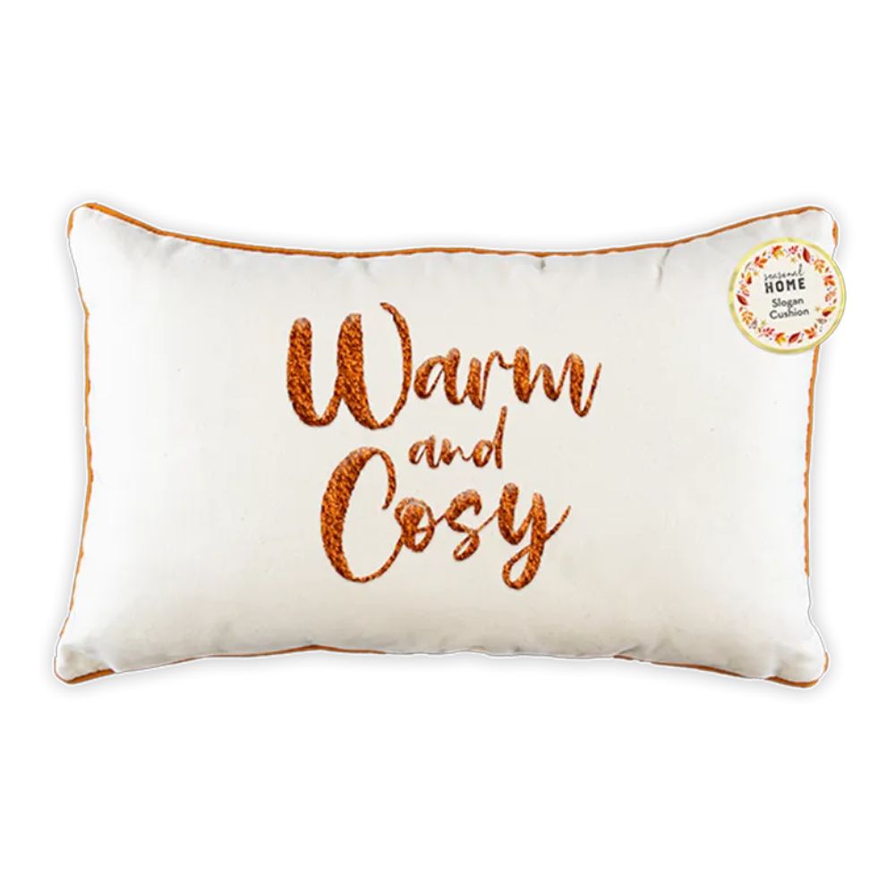 Warm & Cosy Autumn Slogan Cushion 50x30cm