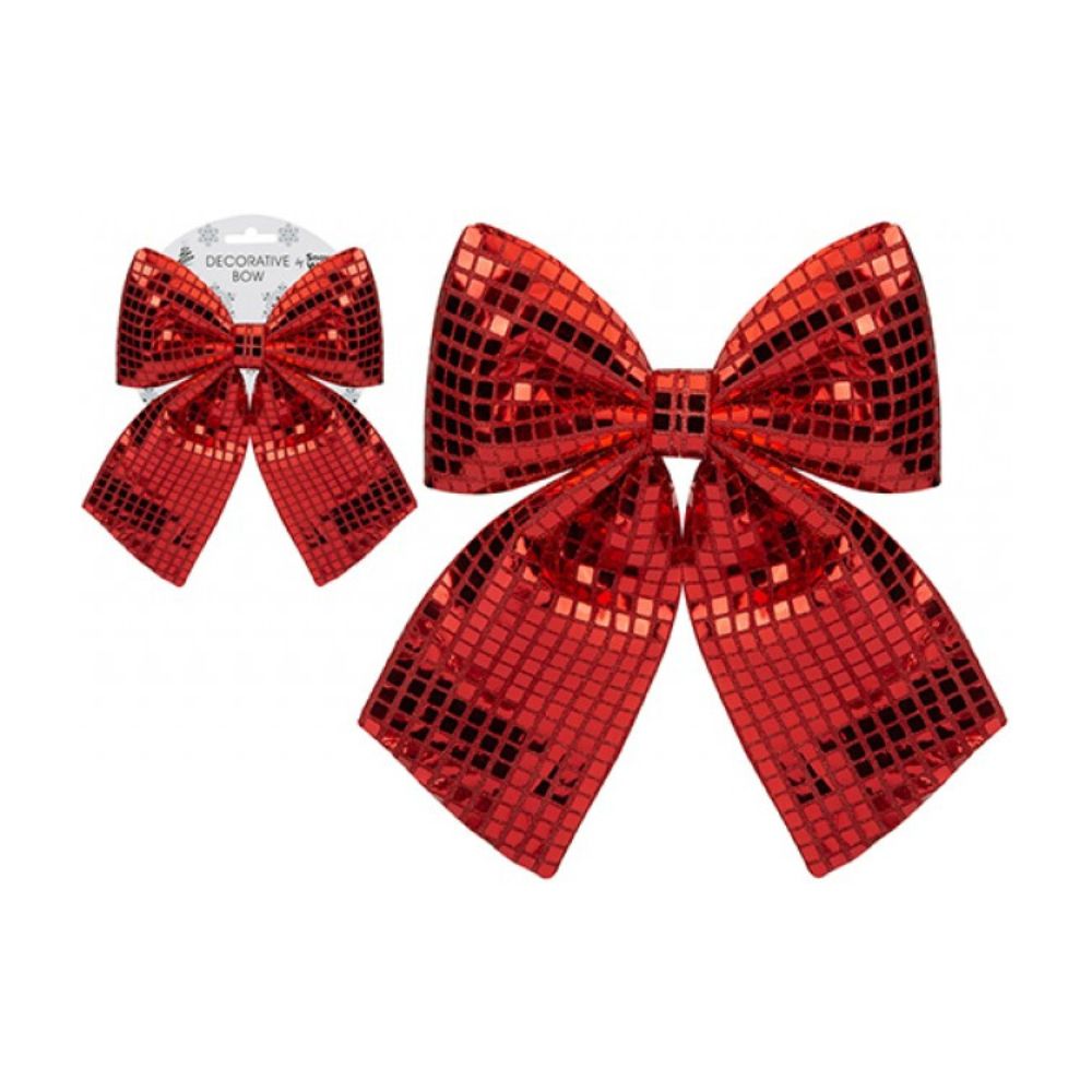 Large Shiny Disco Red Bow Decoration
