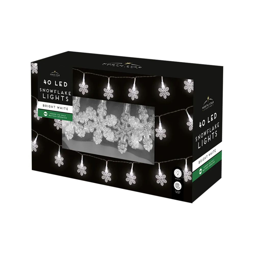 40 LED Ultra Bright Snowflake String Lights