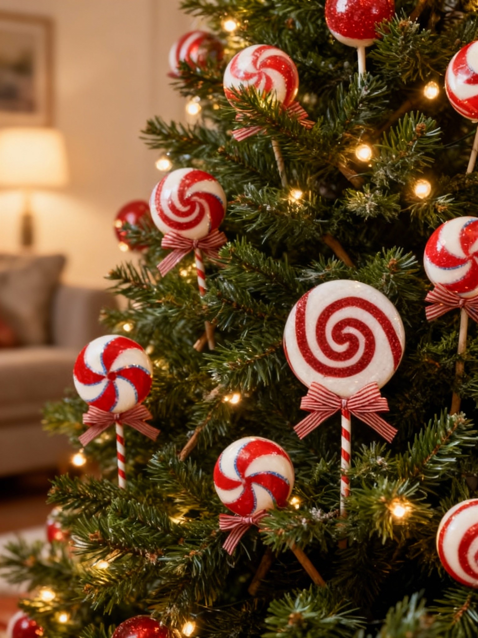 Set Of 2 Hanging Candy Cane Sweet Decorations