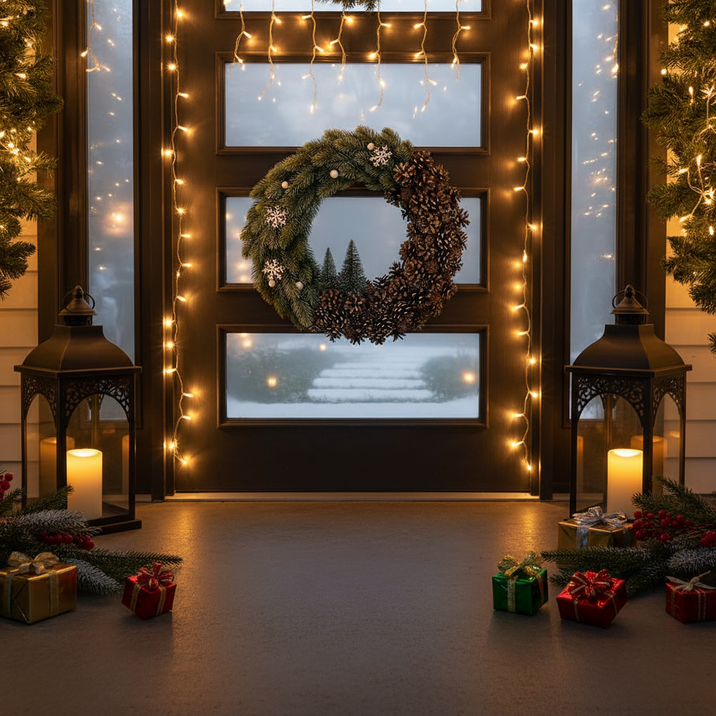 Snowy Pinecone Christmas Door Wreath