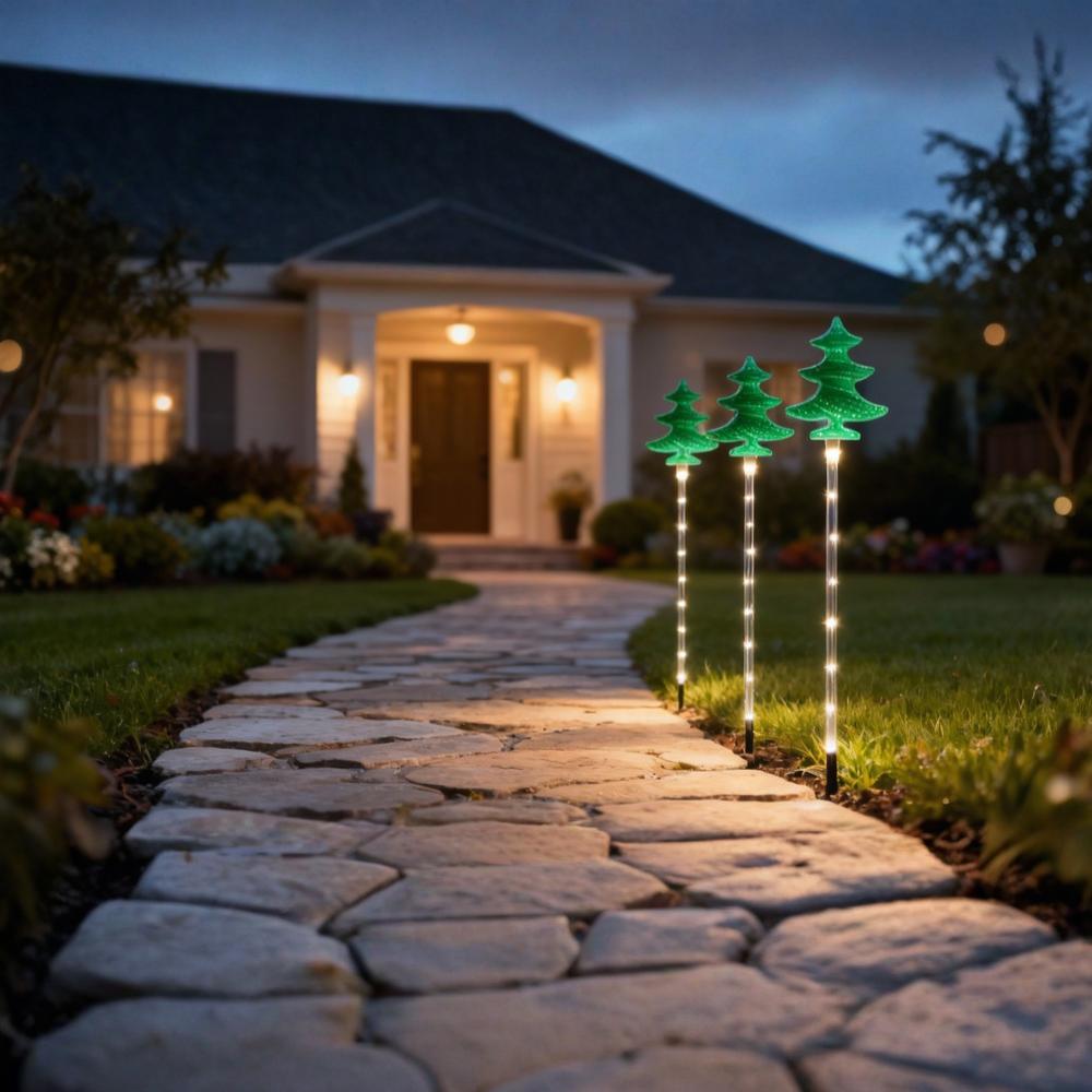 Set Of 3 Christmas Tree Infinity Stake Lights