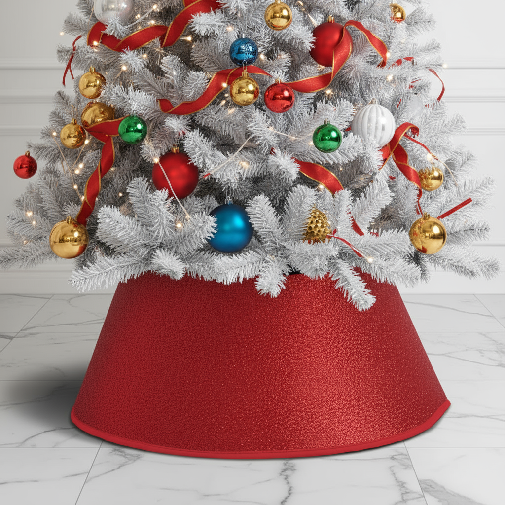 Festive Red Cone Christmas Tree Skirt
