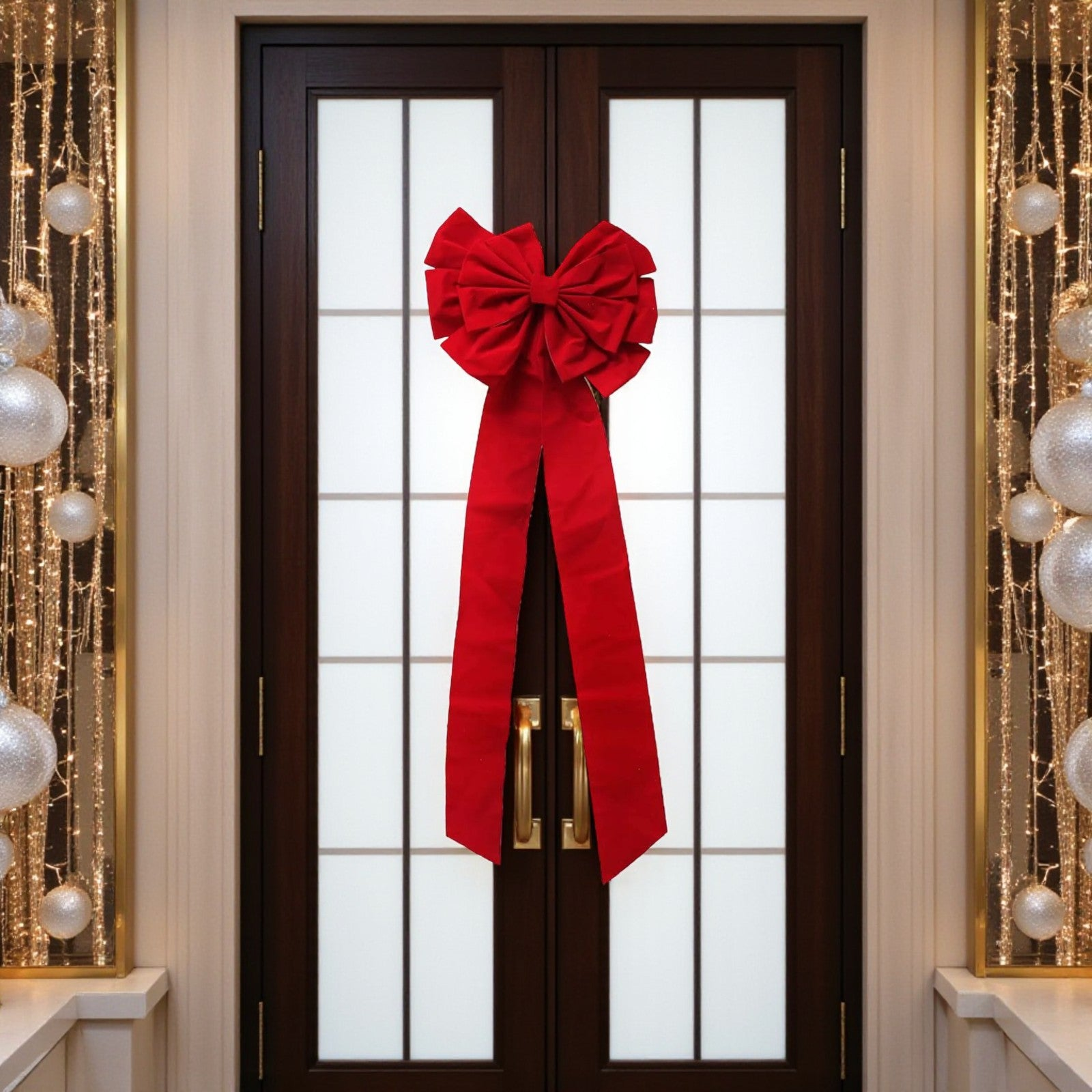 Christmas Hanging Flocked Jumbo Bow
