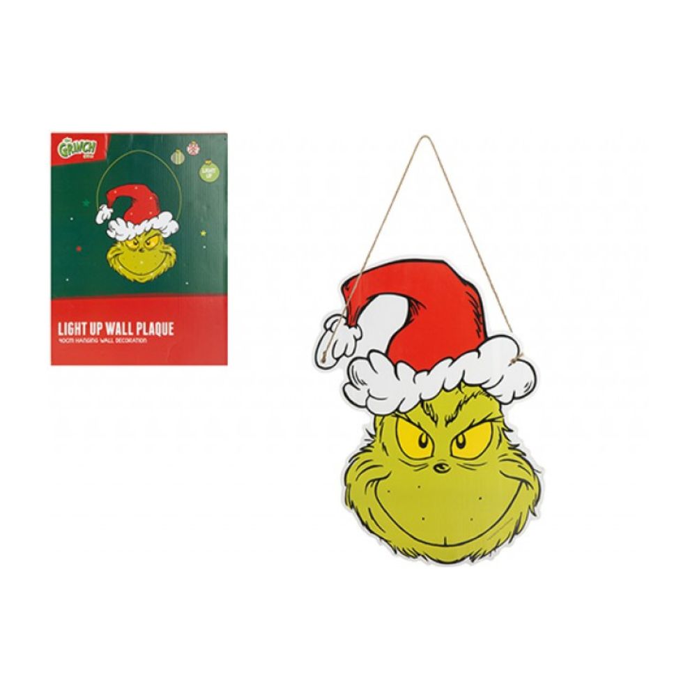 Hanging Grinch Head Light Up Sign
