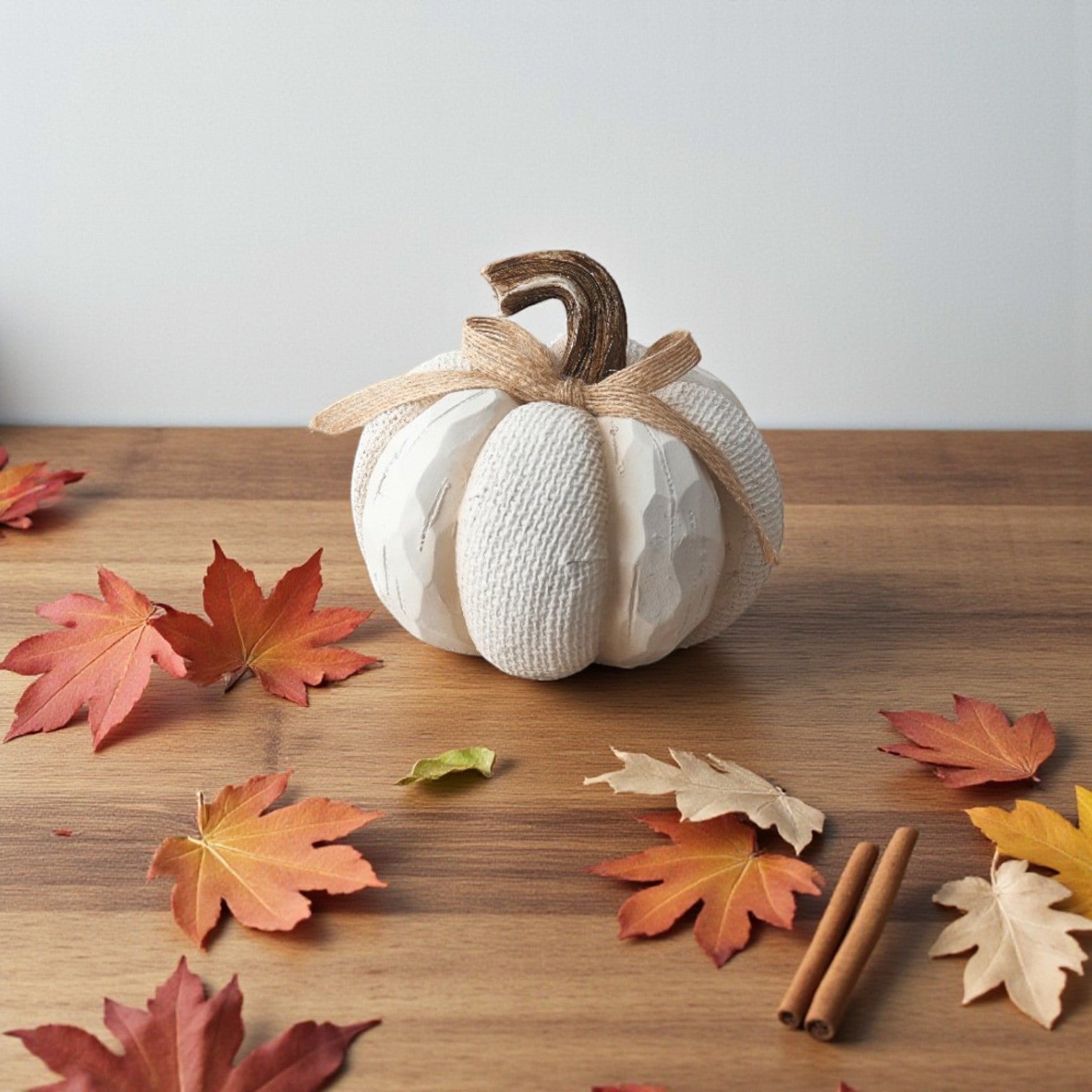 Knitted Resin Pumpkin Autumn Ornament