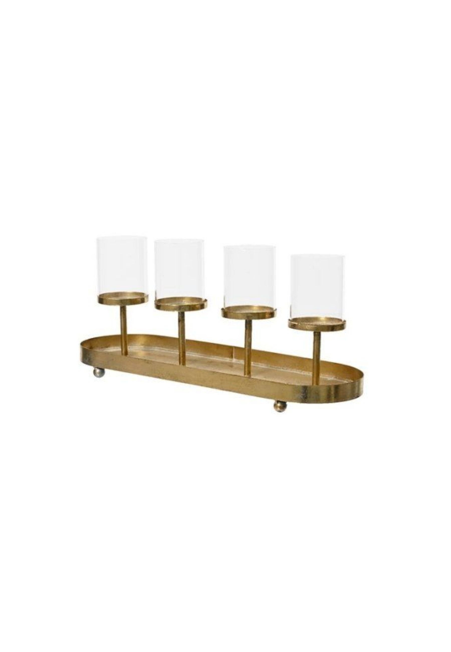 Oval Stand 4 Glass Tube Candle Holder