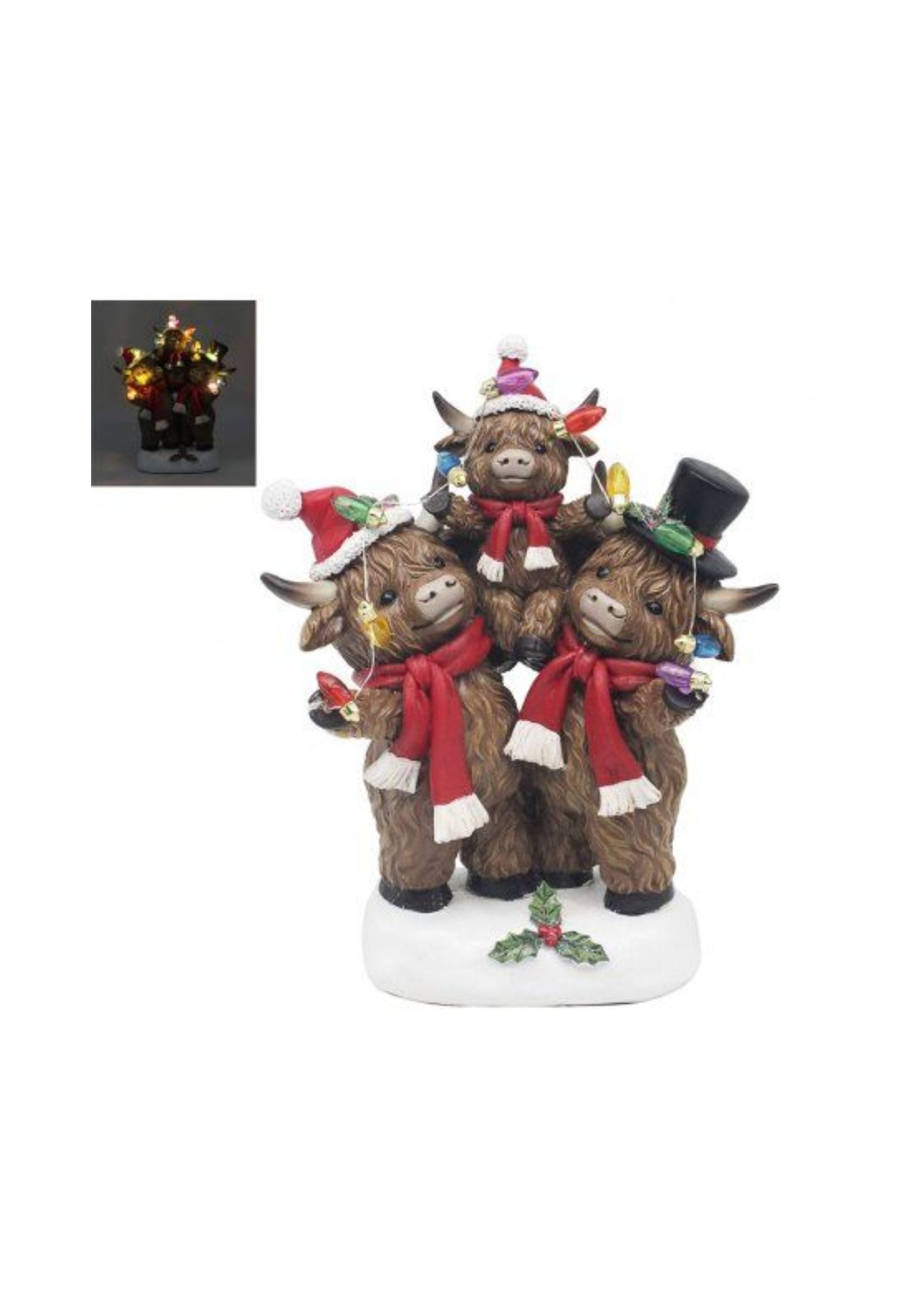 Highland Cow Family Christmas LED Lights