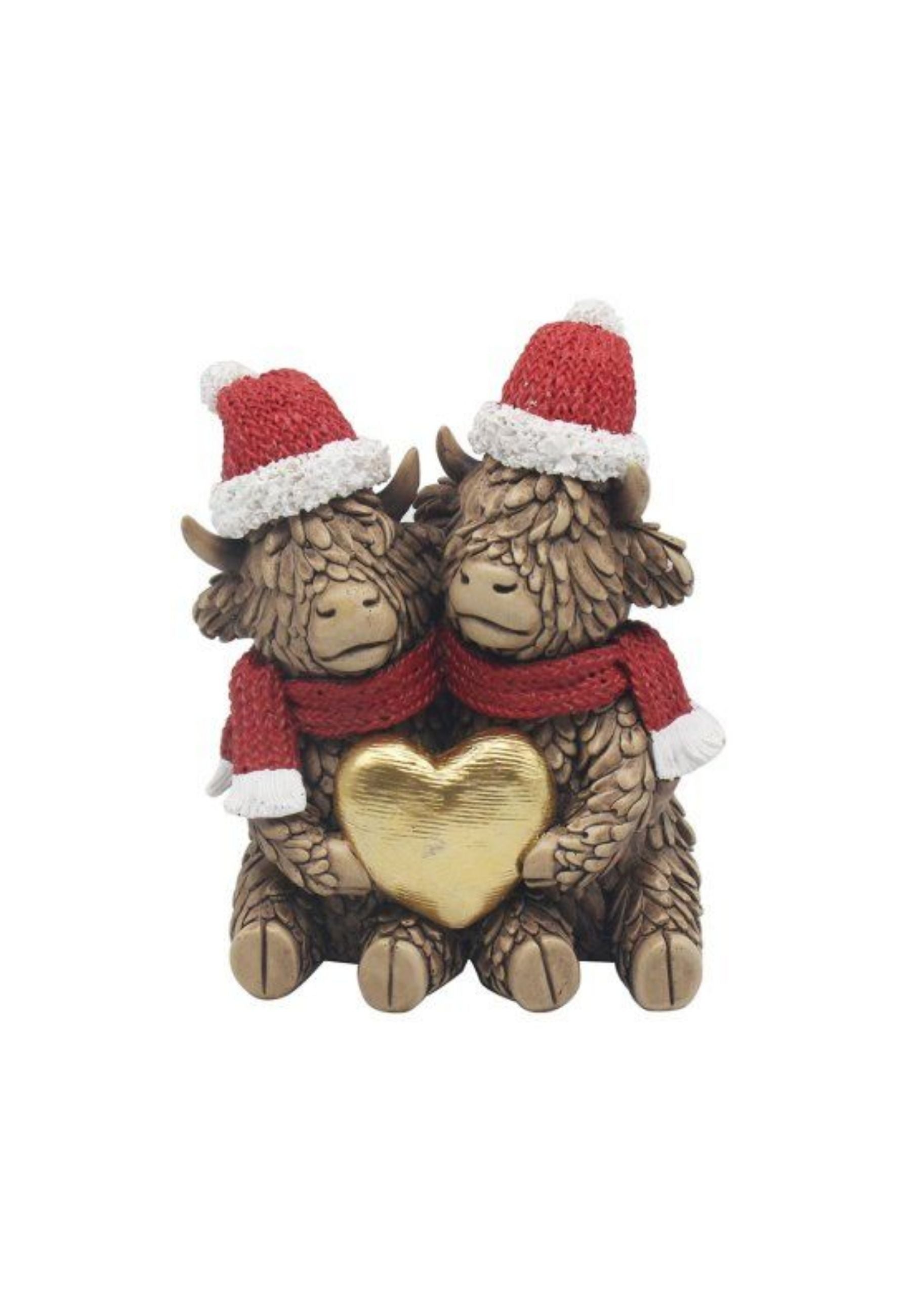 Cuddling Christmas Highland Cow Couple