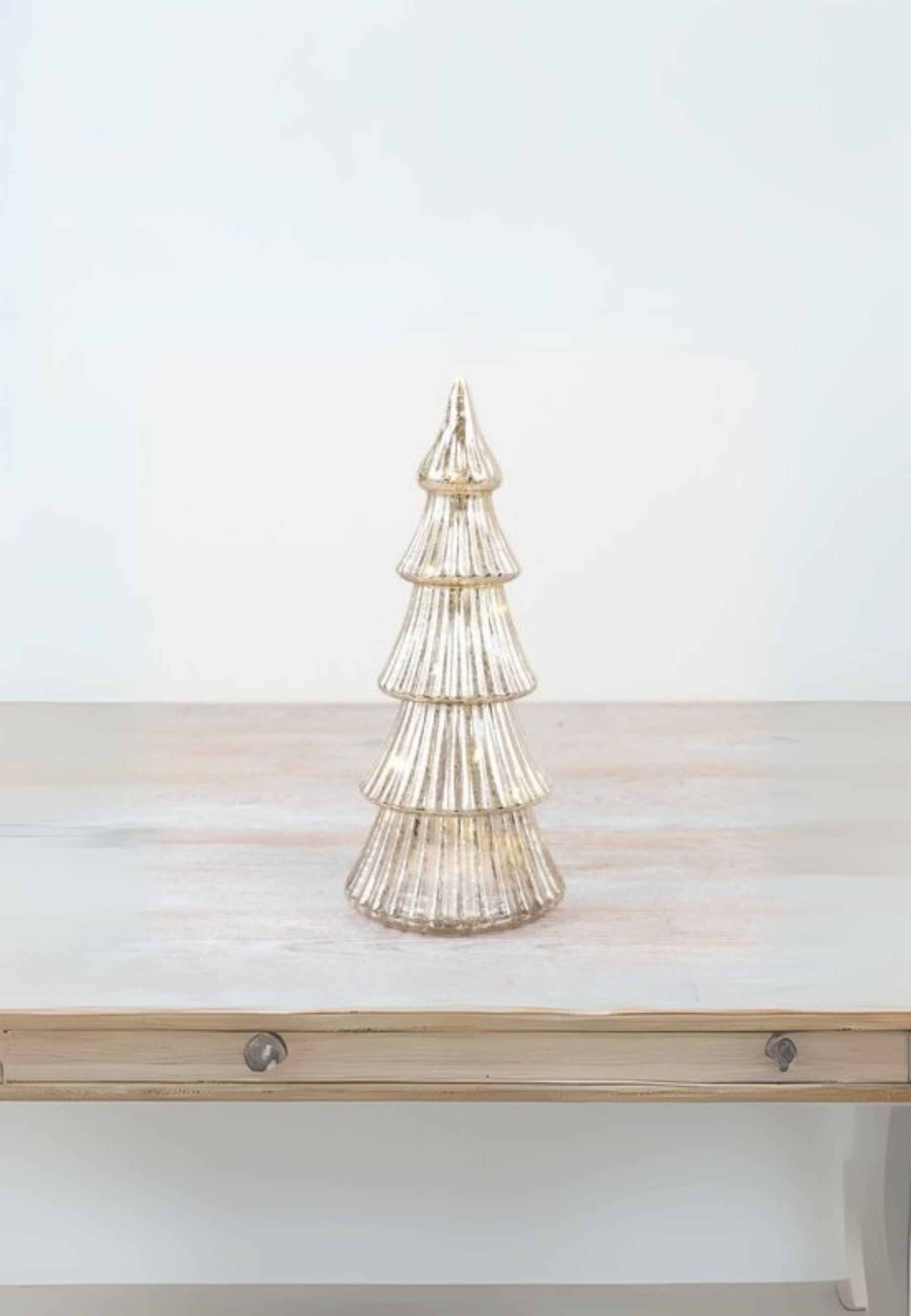 Light Up Glass Ribbed Christmas Tree
