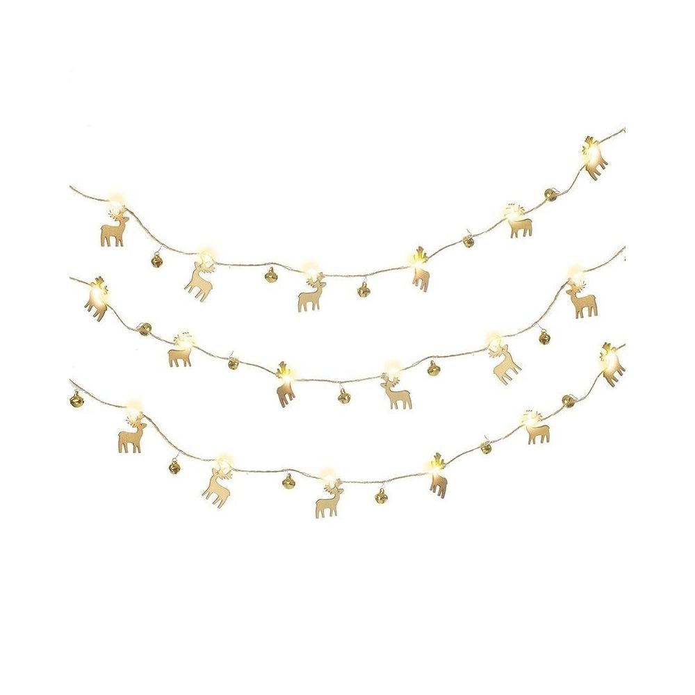 Hanging Wood LED Reindeer Garland