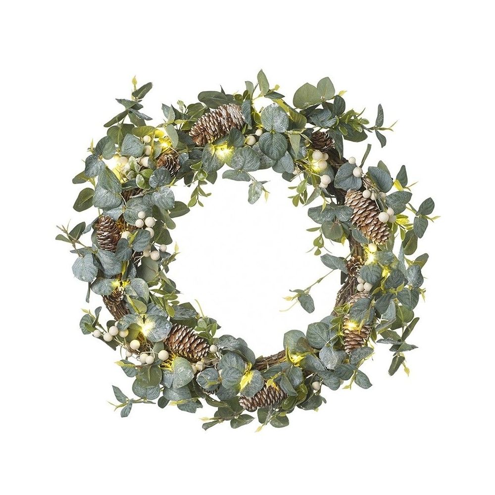Light Up Eucalyptus Fir Cone Wreath