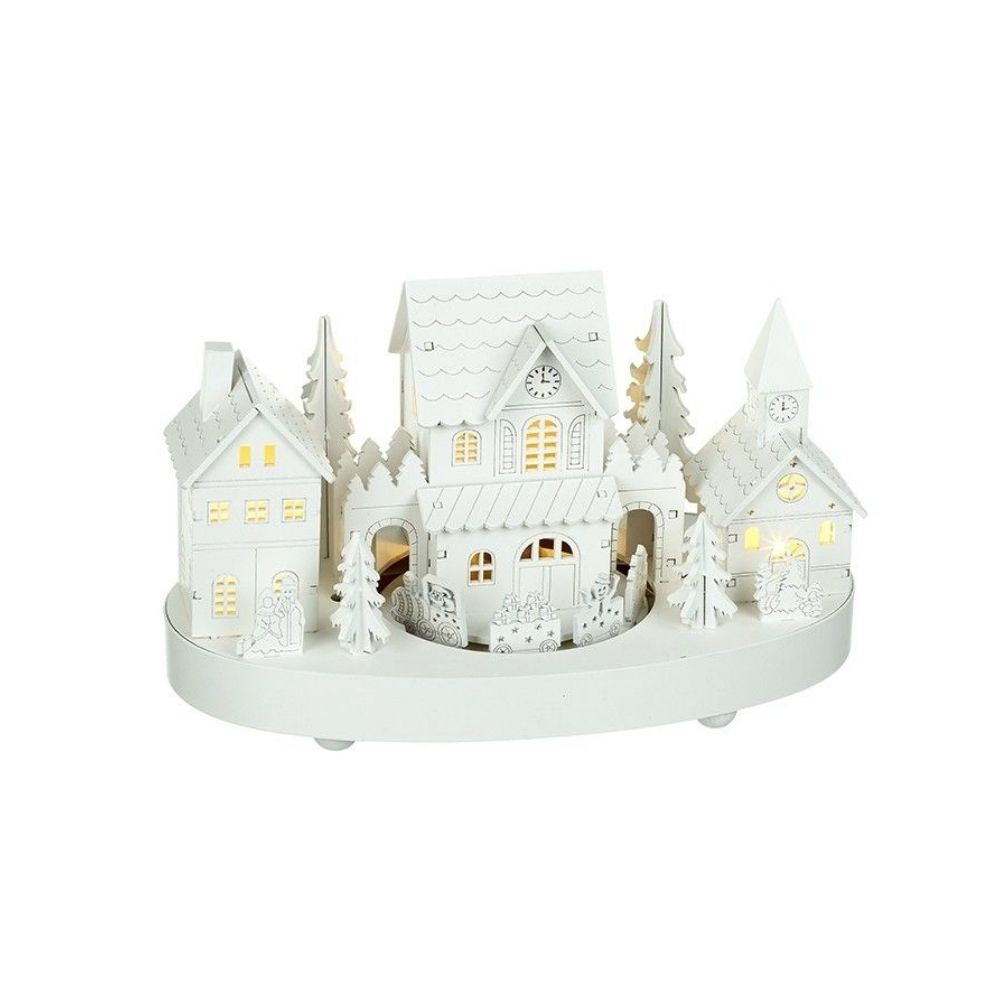 Wooden Light Up Christmas Moving Train Scene