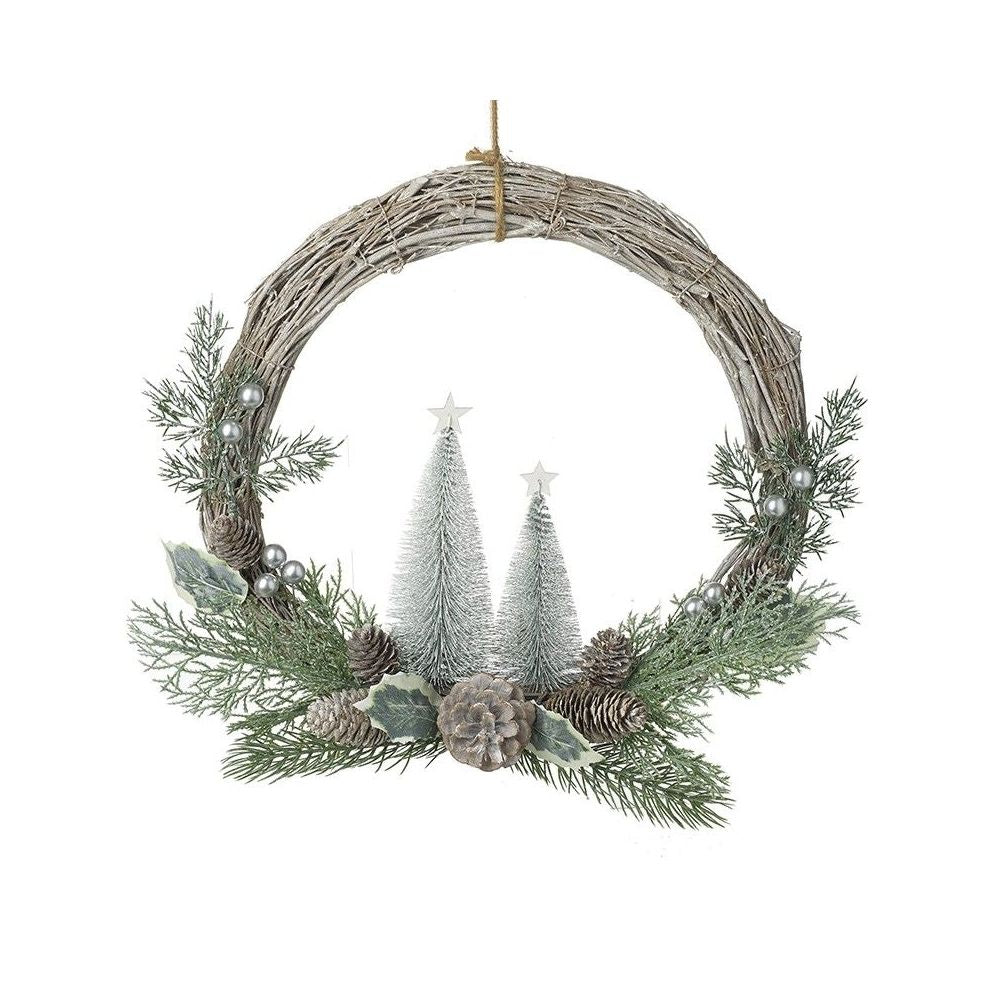 Hanging Grey Fir Christmas Tree Wreath