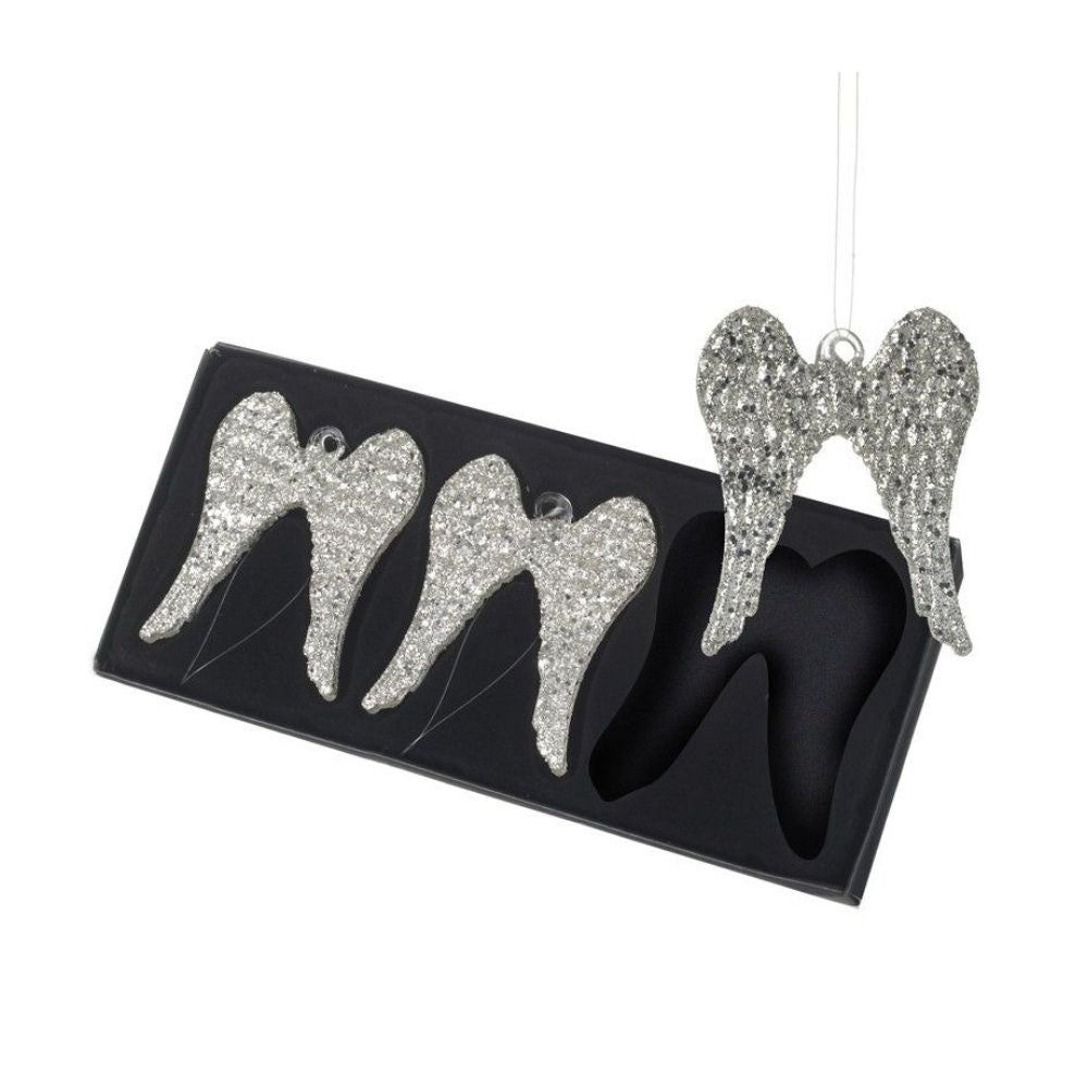 Set Of 3 Shimmer Glass Hanging Wings