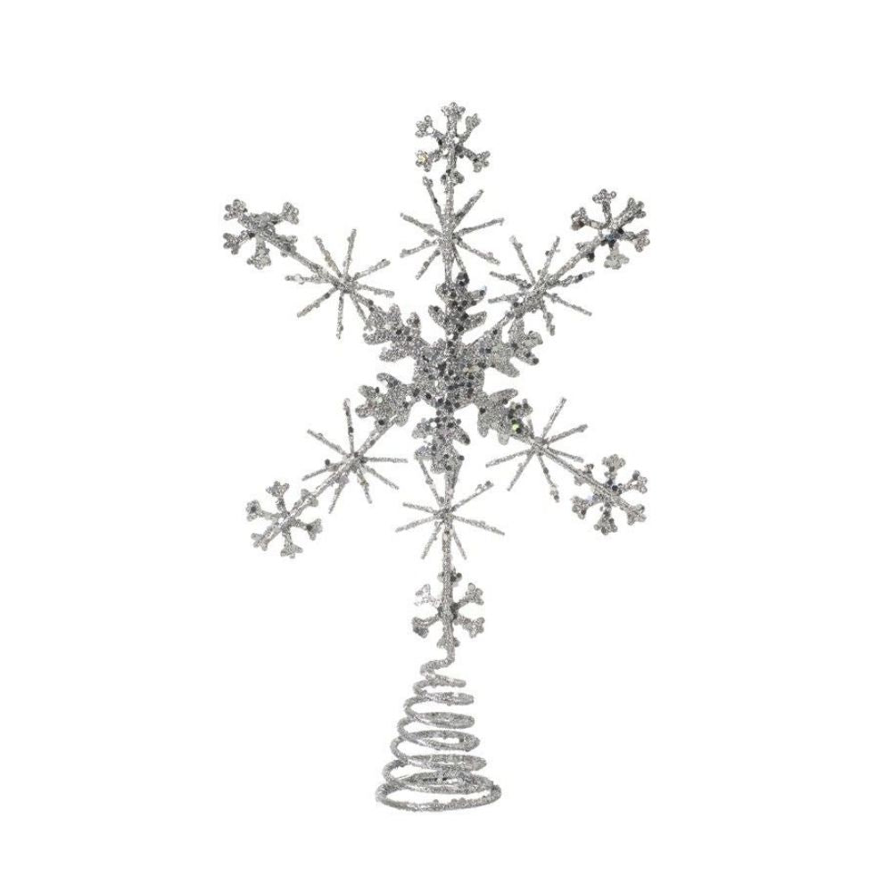 Glitter Snowflake Star Tree Topper
