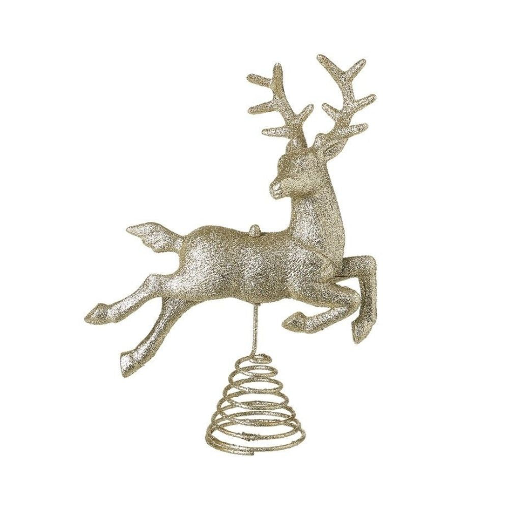 Prancing Gold Glitter Deer Tree Topper