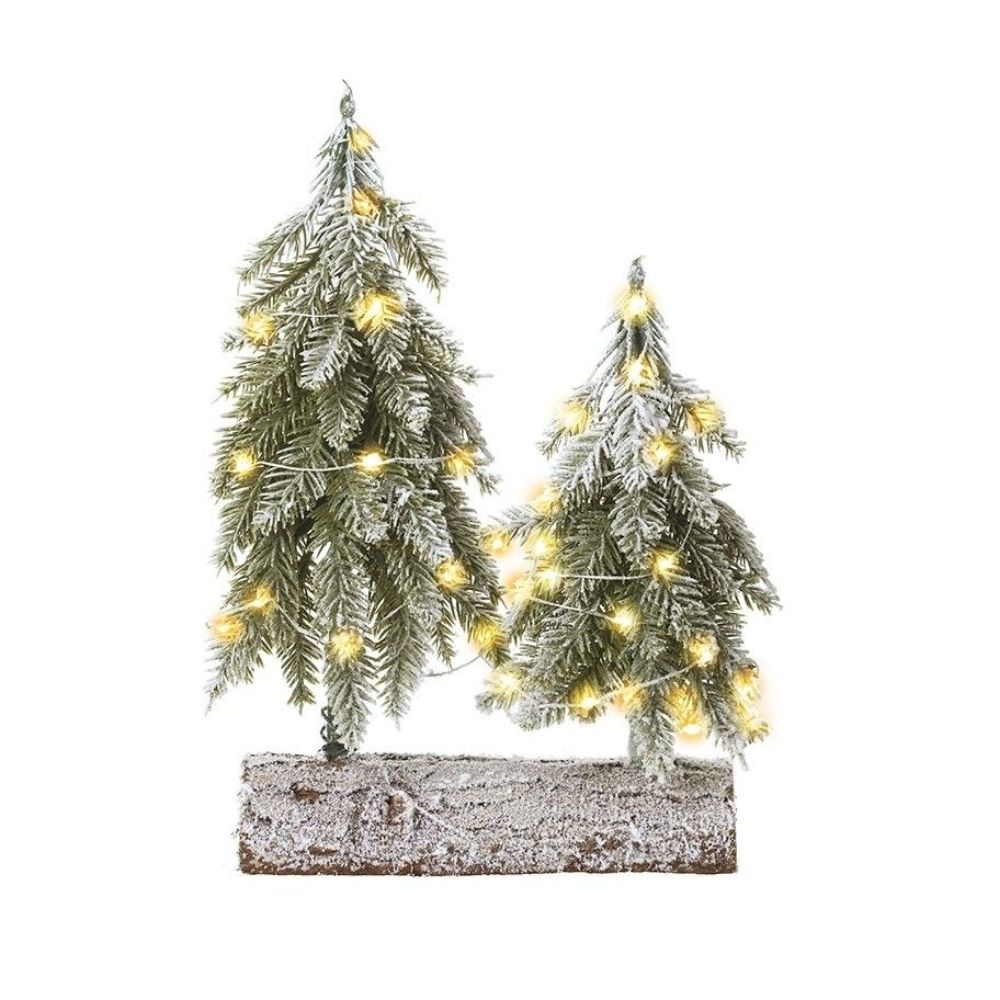 LED Christmas Treed On Log Base