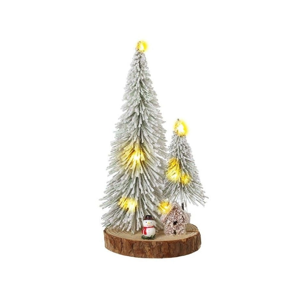 Light Up Snowy Tree And Snowman Decoration