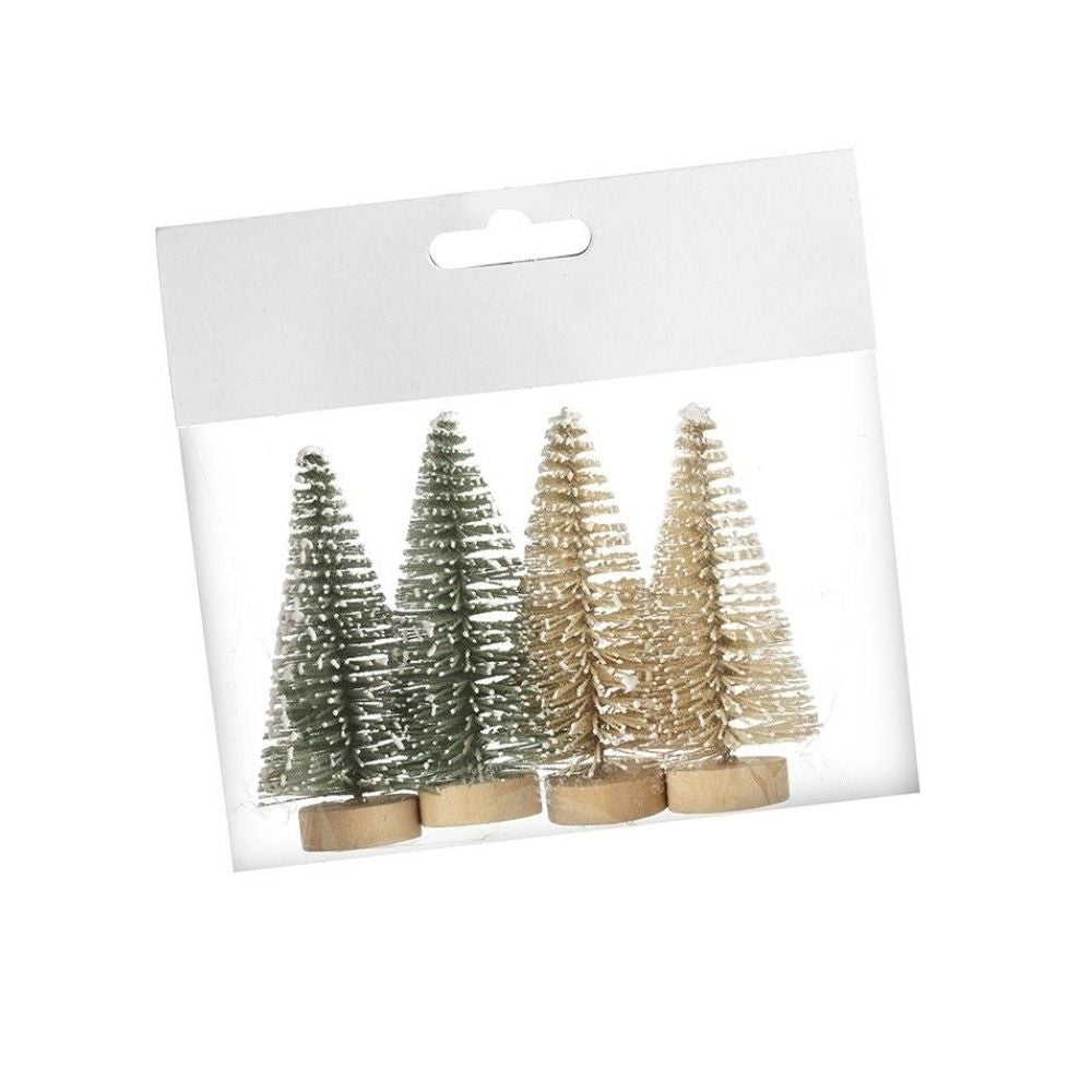 Set Of 4 Mini Brush Tree Christmas Decor