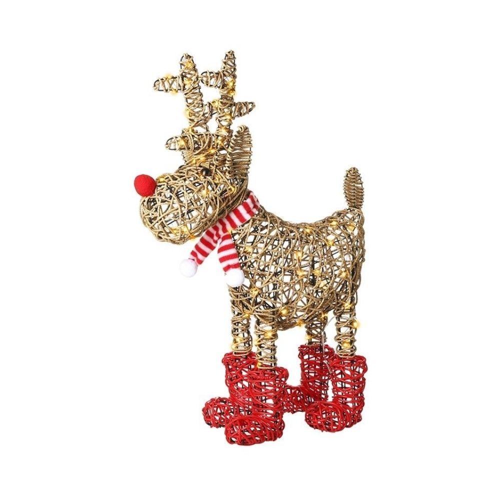 Light Up Rattan Reindeer With Boots