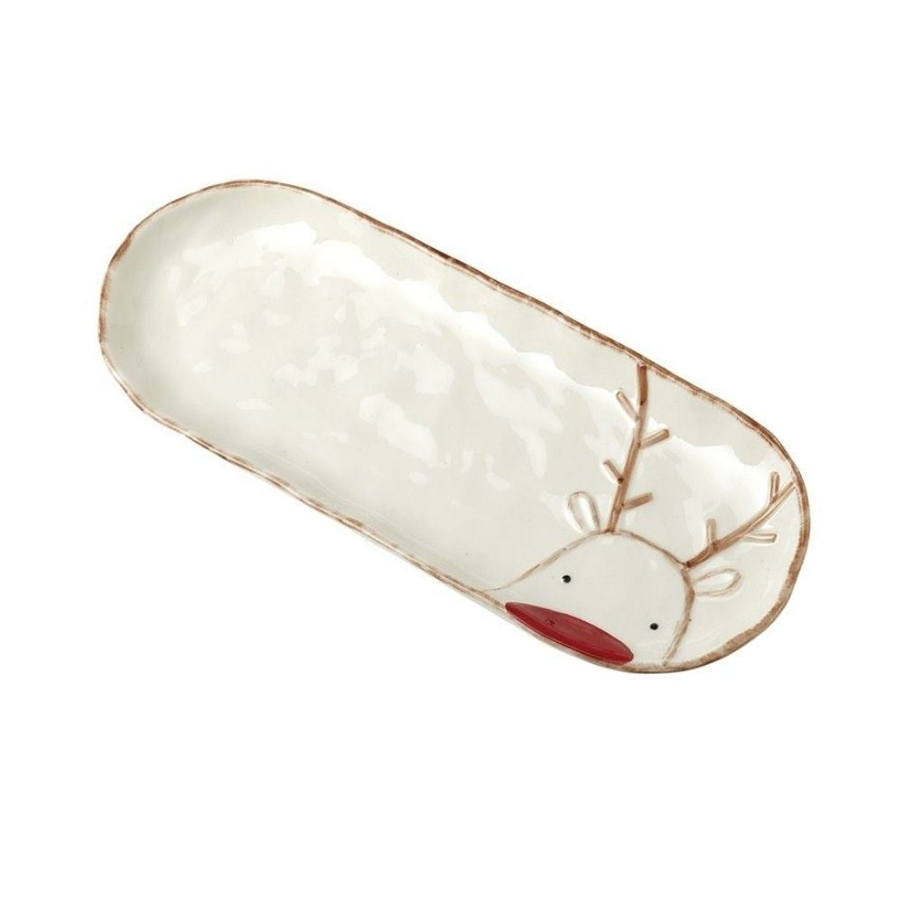 Red Nose Reindeer Oval Christmas Plate