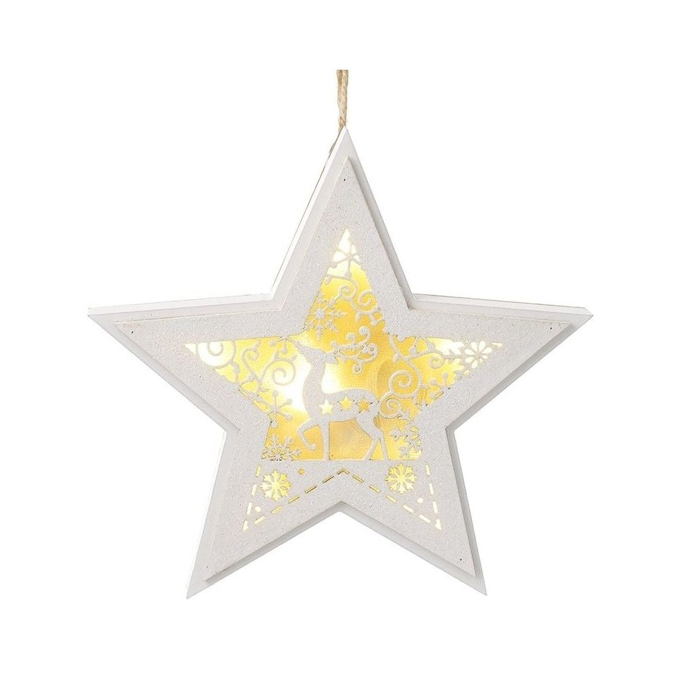 Hanging Light Up Star with Reindeer