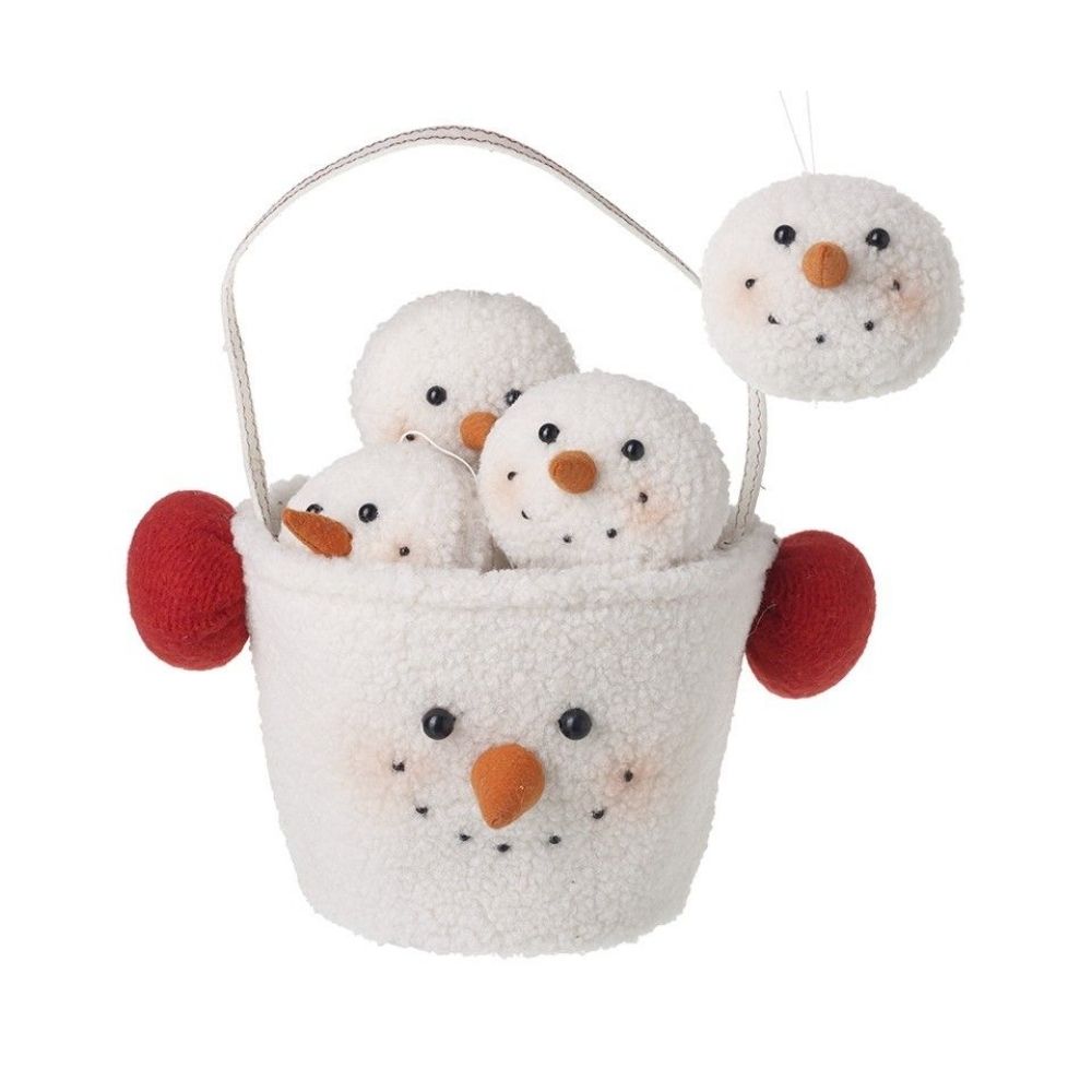 Set Of 9 Snowman Head with Snowman Bag