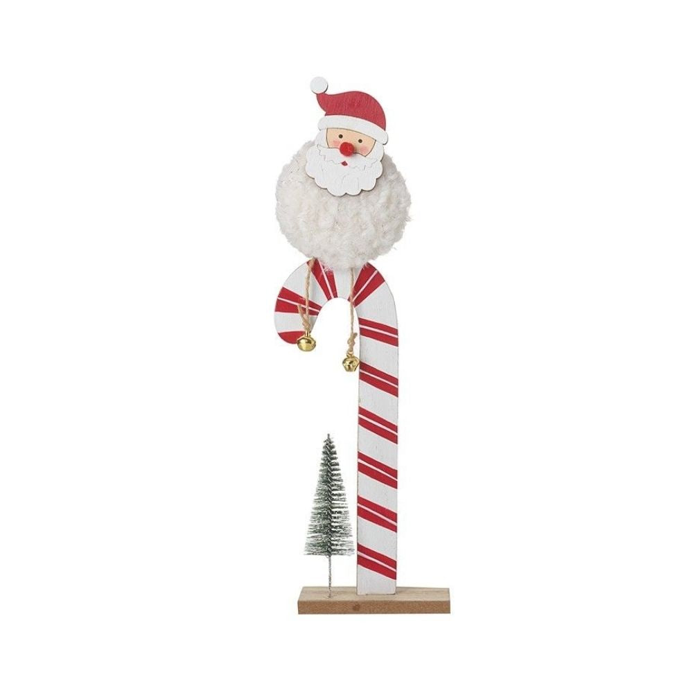 Santa On Candy Cane Stick Decoration