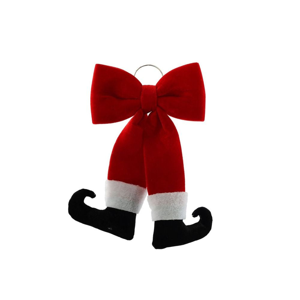 Hanging Santa Legs Christmas Bow
