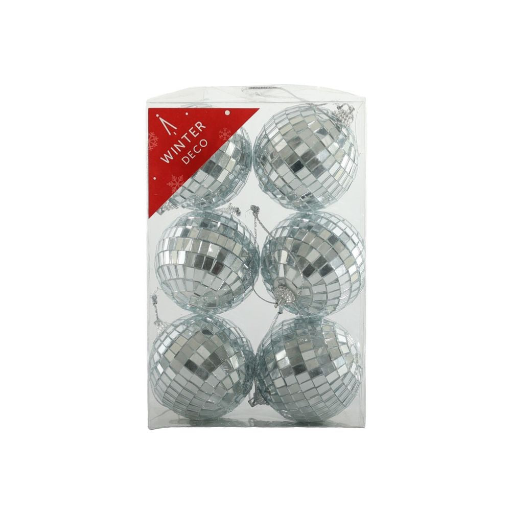 Set Of 6 Hanging Disco Baubles