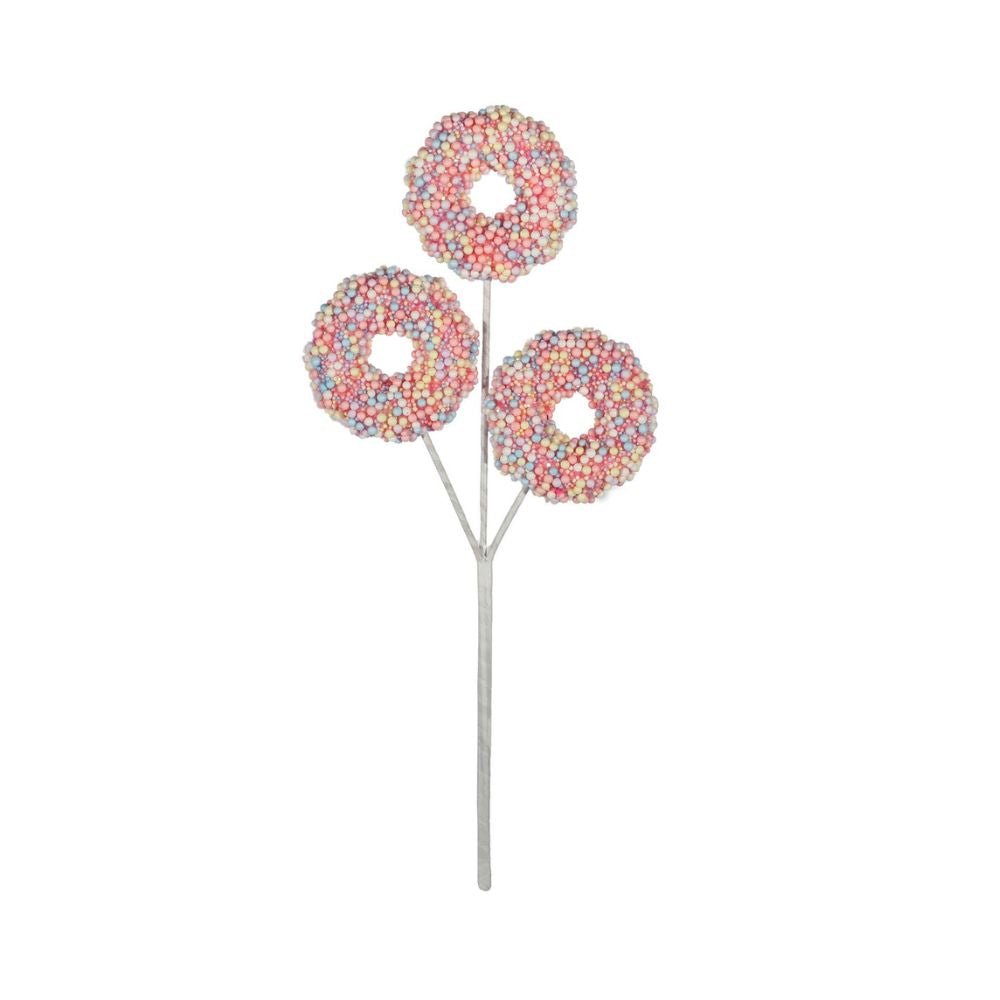 3 Pink Sprinkle Donut Christmas Spray
