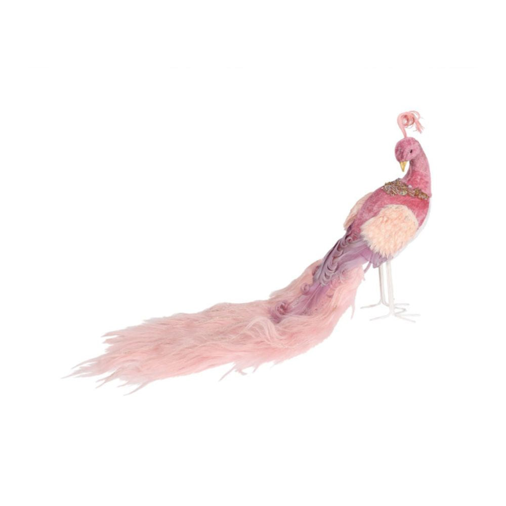 Standing Velvet Peacock Christmas Decoration