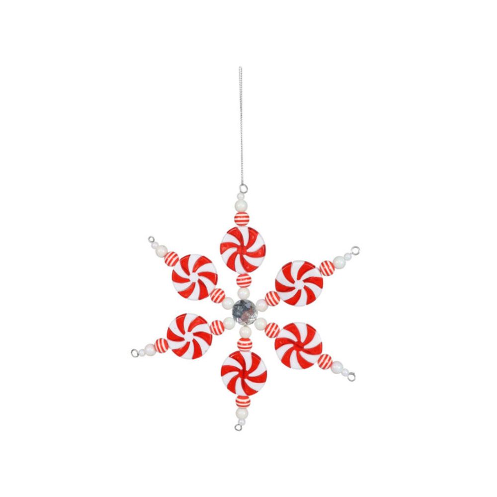 Hanging Candy Cane Sweet Snowflake Decoration